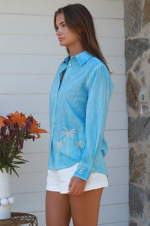 Love Palm Long Sleeve Button Up
