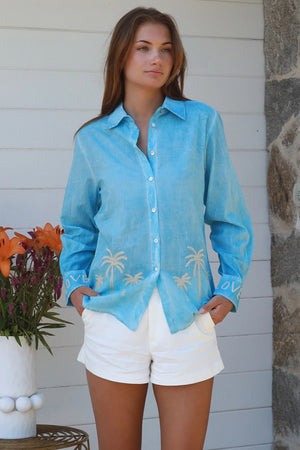 Love Palm Long Sleeve Button Up
