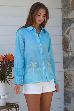 Love Palm Long Sleeve Button Up