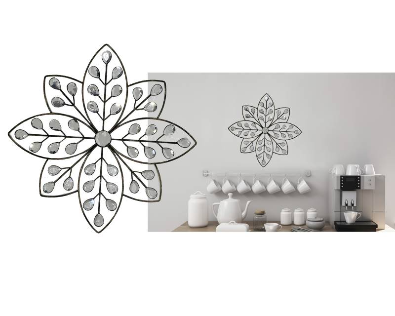 METAL FLOWER WITH GEMS WALL ART