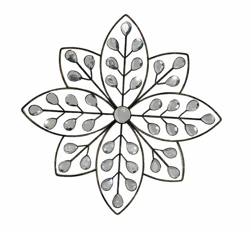 METAL FLOWER WITH GEMS WALL ART