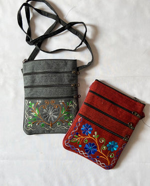 Five Zipper Embroidery Cotton Bag