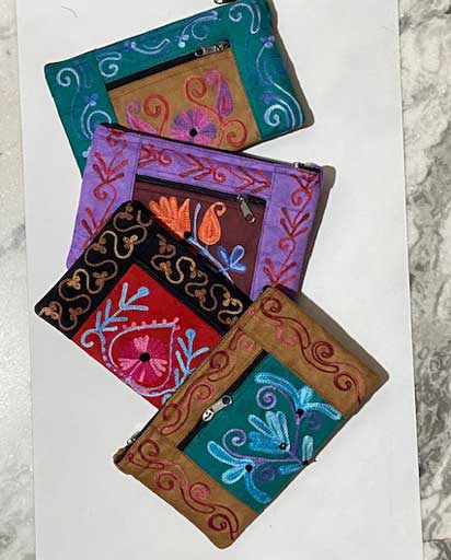 Suede Handmade Embroidered Purse