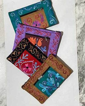 Suede Handmade Embroidered Purse