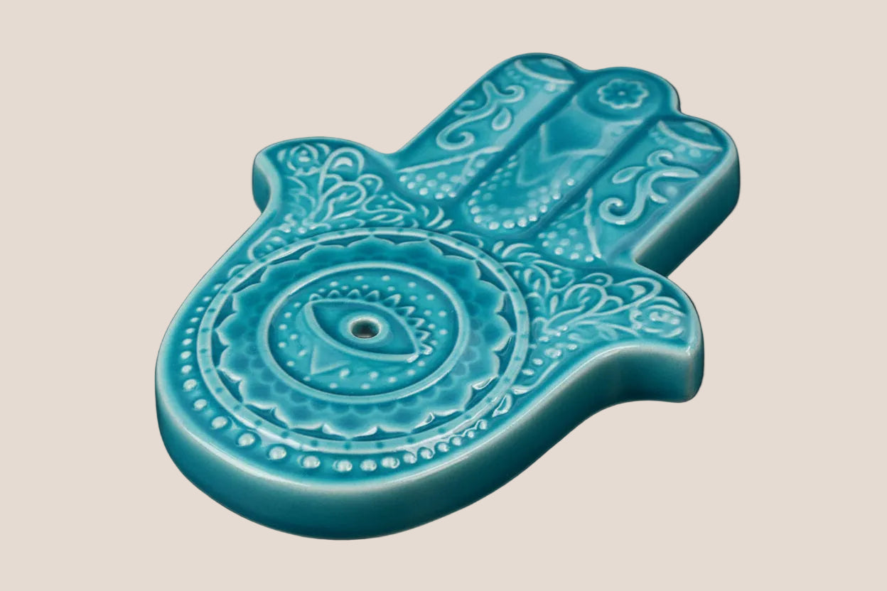 Small Ceramic Hamsa Hand Incense Holder