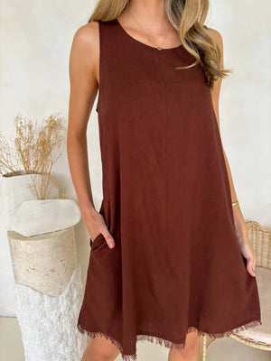 #Freya Dress - Brown