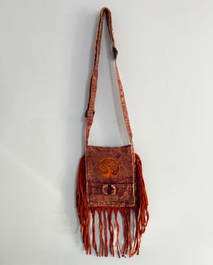 Nepalese Tree Of Life Cotton Fringe Bag