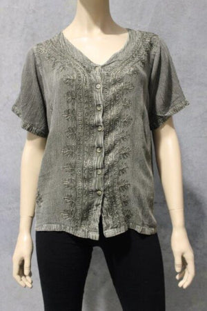 #Crepe Button Up Top