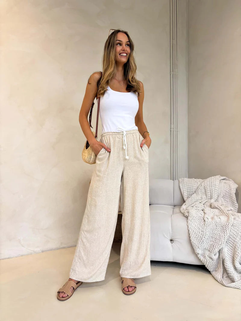 KORA DRAWSTRING LINEN PANTS