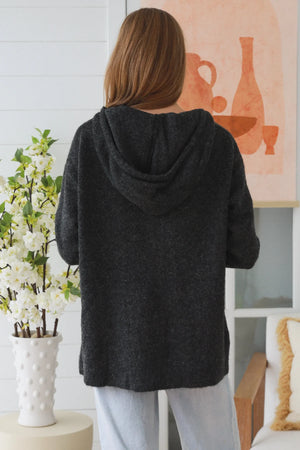 #Oversize Zip Up Hooded Jumper With Pockets