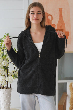 #Oversize Zip Up Hooded Jumper With Pockets