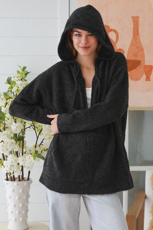 #Oversize Zip Up Hooded Jumper With Pockets