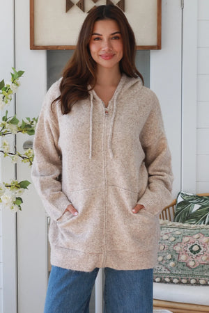 #Oversize Zip Up Hooded Jumper With Pockets