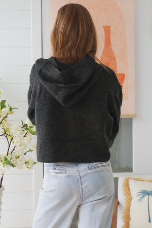 #Stretchy Cropped Button Up Jacket With Hood