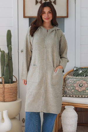 #Oversize Mid Length Zip Up Jumper With Hood