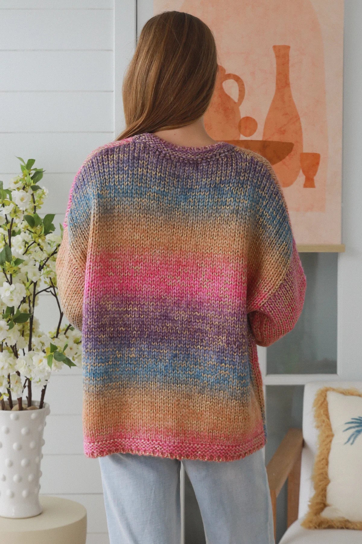 #Striped Knit Jumper With Gold Lurex Thread