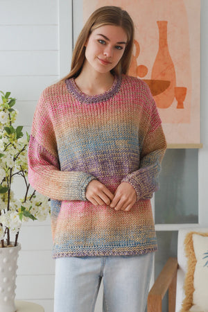 #Striped Knit Jumper With Gold Lurex Thread