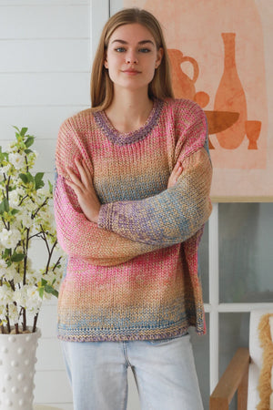 #Striped Knit Jumper With Gold Lurex Thread