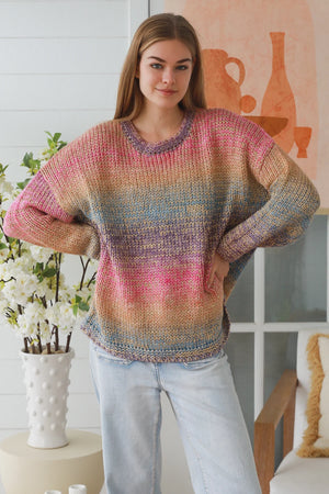 #Striped Knit Jumper With Gold Lurex Thread