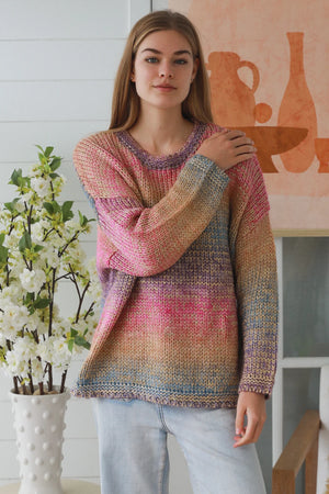 #Striped Knit Jumper With Gold Lurex Thread