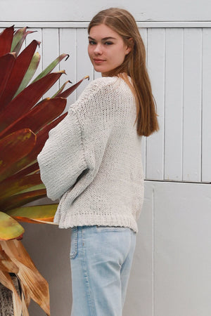 #Cropped Cable Knit Round Neck Jumper