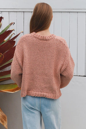 #Cropped Cable Knit Round Neck Jumper