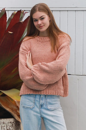 #Cropped Cable Knit Round Neck Jumper