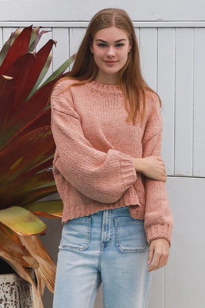 #Cropped Cable Knit Round Neck Jumper
