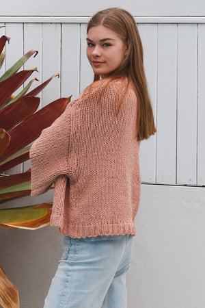 #Cropped Cable Knit Round Neck Jumper