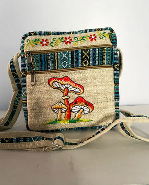Hemp Mushroom Embroidery Bag
