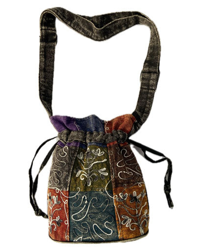 Drawstring Closure Cotton Embroidered Bag