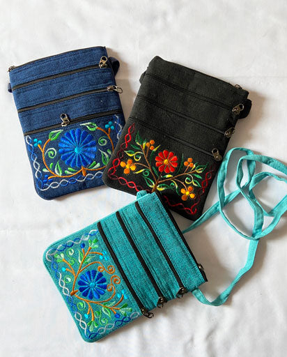 Five Zipper Embroidery Cotton Bag