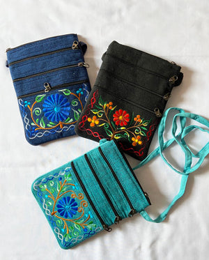 Five Zipper Embroidery Cotton Bag