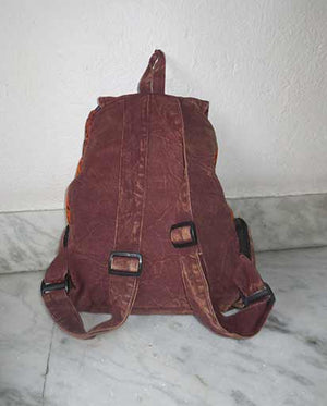 Peace Stonewashed Patch Cotton Backpack