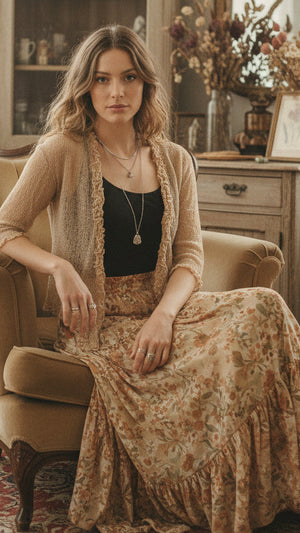 #Mesh Frill Cardigan