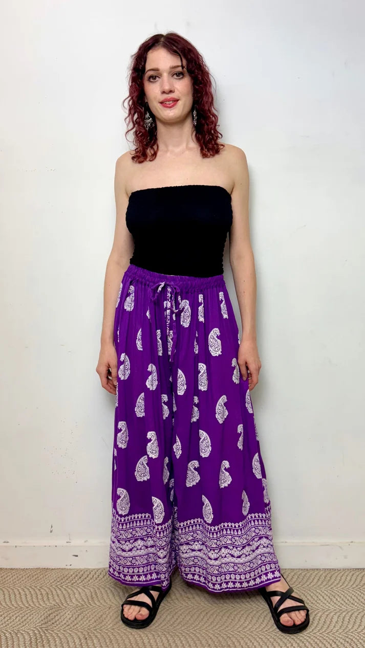Parsi Rayon Block Print Wide Leg Pants