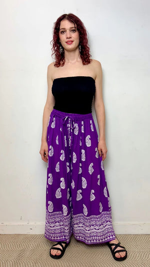 Parsi Rayon Block Print Wide Leg Pants