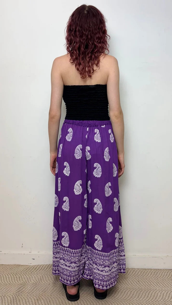 Parsi Rayon Block Print Wide Leg Pants