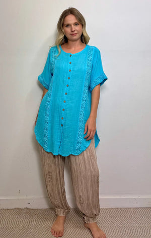 Cheryl Cotton Button Up Top