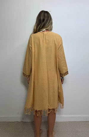 Cotton Fringed Blockprint Jacket