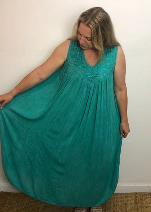 Plain Sleeveless Umbrella Maxi Dress