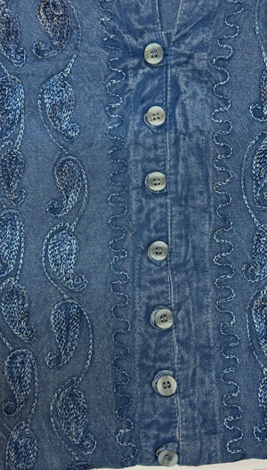 Lani Stonewash Blouse wth Lace