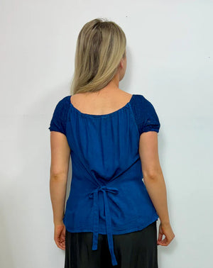 Stonewash Peasant Top