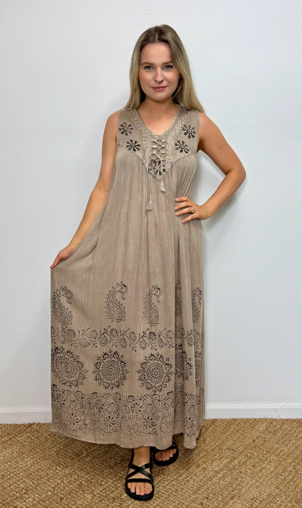 Umbrella Maxi Dress Block Print