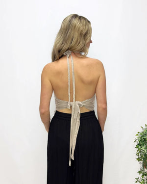 Halter Neck Stonewash Crop Top
