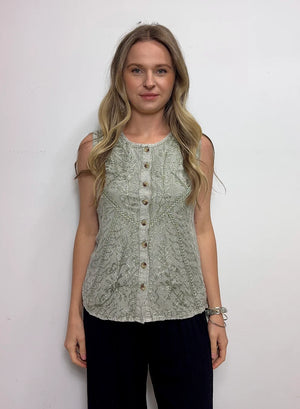 Jessa Button Up Sleeveless Top