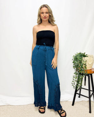 Anicia Stonewash Pants With V Waistband