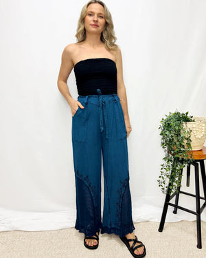 Anicia Stonewash Pants With V Waistband