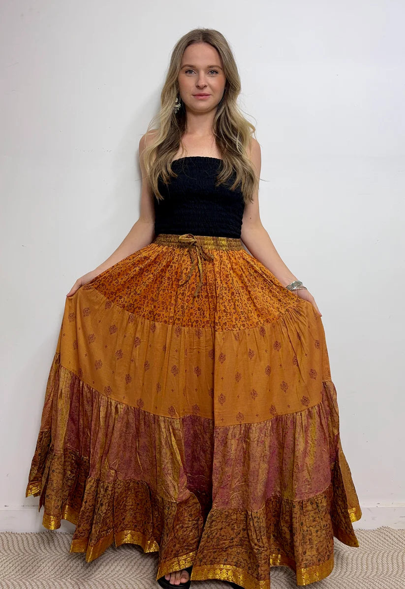 Yelena Gypsy Silk Tiered Skirt