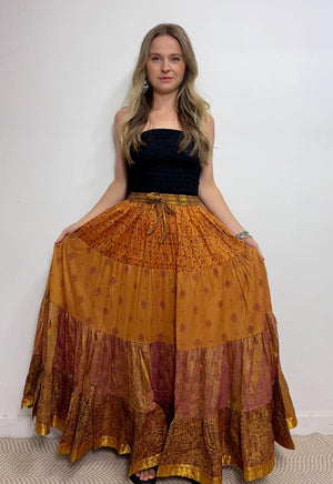 Yelena Gypsy Silk Tiered Skirt